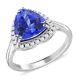 2.35 Ct Tanzanite Wedding Triangle Shape Ring, 10k White Gold Vintage Jewelry