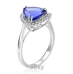 2.35 Ct Tanzanite Wedding Triangle Shape Ring, 10K White Gold Vintage Jewelry