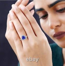 2.35 Ct Tanzanite Wedding Triangle Shape Ring, 10K White Gold Vintage Jewelry