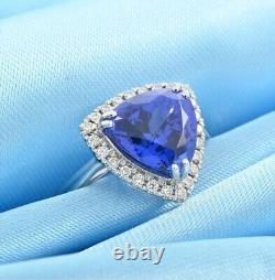 2.35 Ct Tanzanite Wedding Triangle Shape Ring, 10K White Gold Vintage Jewelry