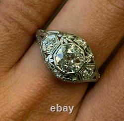 2.50 CT Round Cut VVS1-D Moissanite Antique Filigree Vintage Ring in 925 Silver