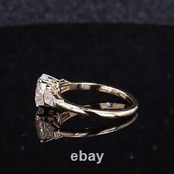 2.50 CT Vintage Style Oval Baguette Moissanite 10KGold Bridal Promise Gift Ring