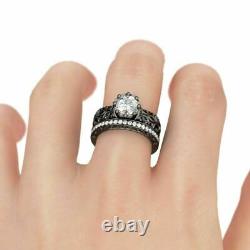 2.50 ct Diamond Vintage Sterling Silver Wedding Bridal Set Ring Lab-Created New
