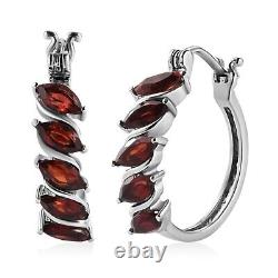 2.75 ct marquise cut garnet Women Hoop Earring In 925 Sterling Silver