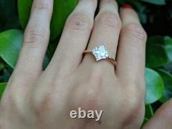 2. Ct Marquise Real Moissanite Vintage Wedding Ring 14K Yellow Gold Plated Silver