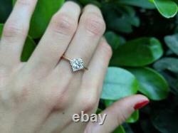 2. Ct Marquise Real Moissanite Vintage Wedding Ring 14K Yellow Gold Plated Silver