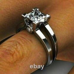 2 Ct Princess Cut Moissanite Bezel Set Vintage Wedding Engagement Gift Ring
