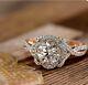 2 Ct Round Cut Moissanite Halo Vintage Wedding Ring 14k Rose Gold Plated Silver