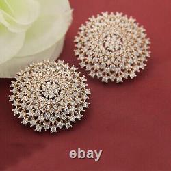 2 Ct Round Simulated Diamond Cluster Bridal Wedding Set Stud Earrings 925 Silver