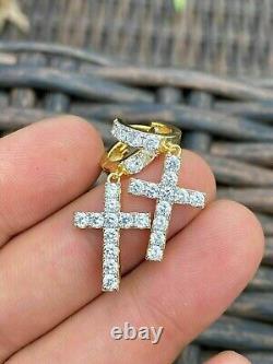 2 Ct Round Simulated Diamond Cross Drop Dangle Earrings 925 Sterling Silver