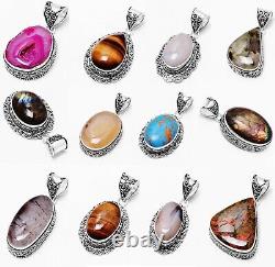 200 Pcs New Designs Antique Jewelry Multi Gemstone Silver Plated Pendant NS-2401