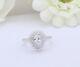 2ct Pear Cut Moissanite Vintage Halo Bridal Wedding Ring 14k White Gold Plated