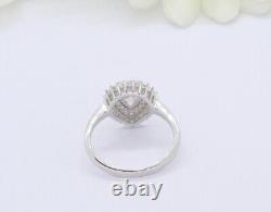 2CT Pear Cut Moissanite Vintage Halo Bridal Wedding Ring 14K White Gold Plated