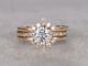 2ct Round Cut Moissanite 14k Yellow Gold Plated Vintage Style Bridal Set Ring