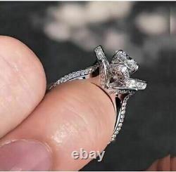2CT Round Cut Moissanite Flower Shape Vintage Wedding Ring 14K White Gold Plated