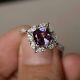 2ct Cushion Cut Lab Created Alexandrite Vintage Wedding Ring 14k White Gold Over