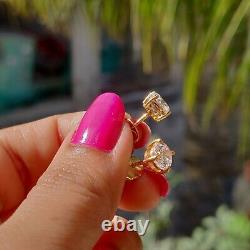 2Ct Round Cut Moissanite Diamond Solitaire Stud Earring 14k Yellow Gold Plated