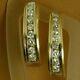 2ct Round Cut Simulated Diamond Channel Set Hoop Earrings 14k Yellow Gold Plated