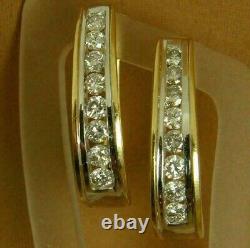 2Ct Round Cut Simulated Diamond Channel Set Hoop Earrings 14k Yellow Gold Plated