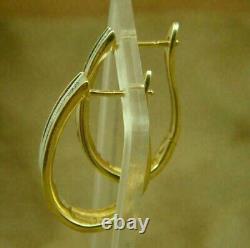 2Ct Round Cut Simulated Diamond Channel Set Hoop Earrings 14k Yellow Gold Plated