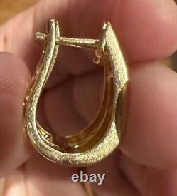 2Ct Round Cut Simulated Diamond Women's Hoop Earring 14k Yellow Gold Plated