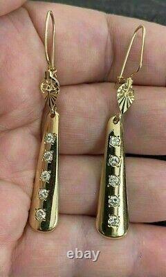 2Ct Round Simulated Diamond Vintage Drop Dangle Earrings 14k Yellow Gold Plated