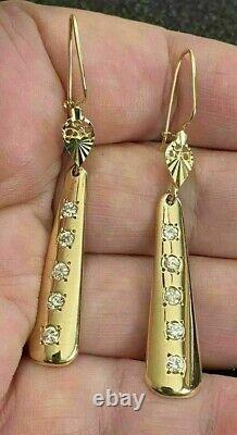 2Ct Round Simulated Diamond Vintage Drop Dangle Earrings 14k Yellow Gold Plated