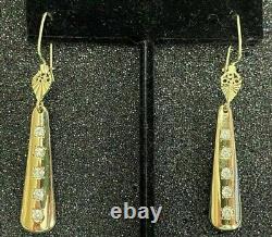 2Ct Round Simulated Diamond Vintage Drop Dangle Earrings 14k Yellow Gold Plated