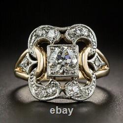 2Ct Round Simulated Diamond Vintage Wedding Ring 14K Yellow Gold Plated Silver