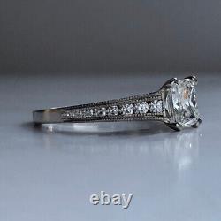 2Ct White Princess Cut Simulated Diamond Vintage Style Wedding Ring 925 Silver