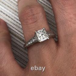 2Ct White Princess Cut Simulated Diamond Vintage Style Wedding Ring 925 Silver