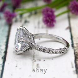 3.20 Ct Round Cut White Diamond Antique Vintage Wedding Ring 925 Sterling Silver