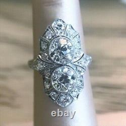 3.25 Carat Lab-Created Round Cut Diamond Twin-Stone Filigree Style Vintage Rings