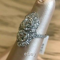 3.25 Carat Lab-Created Round Cut Diamond Twin-Stone Filigree Style Vintage Rings