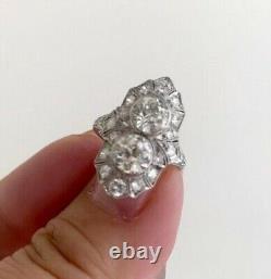 3.25 Carat Lab-Created Round Cut Diamond Twin-Stone Filigree Style Vintage Rings