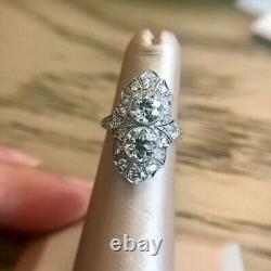 3.25 Carat Lab-Created Round Cut Diamond Twin-Stone Filigree Style Vintage Rings