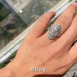 3.25 Carat Lab-Created Round Cut Diamond Twin-Stone Filigree Style Vintage Rings