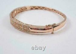 3.40 Ct Round Simulated Diamond Vintage Bangle Jewelry Gift 14K Rose Gold Plated