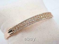 3.40 Ct Round Simulated Diamond Vintage Bangle Jewelry Gift 14K Rose Gold Plated