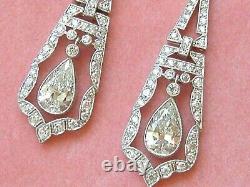 3.50CT Lab-Created Pear CZ Art Deco Vintage Earrings For Women In 935 Silver