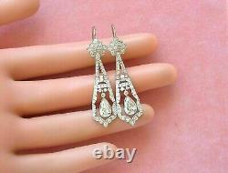3.50CT Lab-Created Pear CZ Art Deco Vintage Earrings For Women In 935 Silver