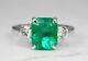 3.50ct Lab-grown Emerald Art Deco Vintage Style Wedding 925 Sterling Silver Ring