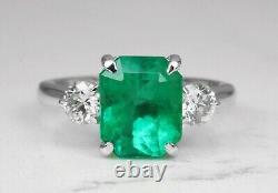 3.50Ct Lab-Grown Emerald Art Deco Vintage Style Wedding 925 Sterling Silver Ring