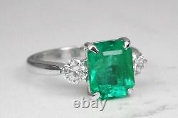 3.50Ct Lab-Grown Emerald Art Deco Vintage Style Wedding 925 Sterling Silver Ring