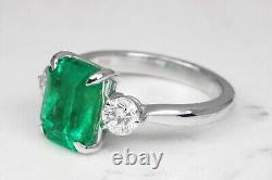 3.50Ct Lab-Grown Emerald Art Deco Vintage Style Wedding 925 Sterling Silver Ring