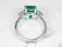 3.50Ct Lab-Grown Emerald Art Deco Vintage Style Wedding 925 Sterling Silver Ring