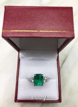 3.50Ct Lab-Grown Emerald Art Deco Vintage Style Wedding 925 Sterling Silver Ring