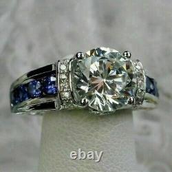 3 CT Round Cut Moissanite Vintage Bridal Anniversary Ring 14K White Gold Plated