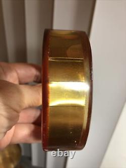 3. Vintage SOVILJ Brass Metalic Yellow Resin Bangle Bracelet 7 5/8, 108.4g