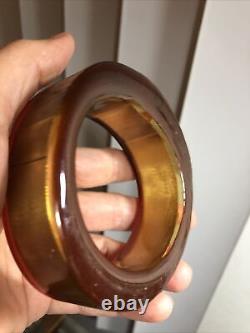 3. Vintage SOVILJ Brass Metalic Yellow Resin Bangle Bracelet 7 5/8, 108.4g